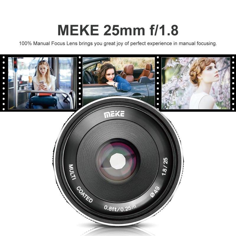 Meke Meike 25mm F1.8 Large Aperture Wide Angle Lens Manual Focus Lens Compatible with Panasonic Lumix Olympus M43 Mount Mirrorless Cameras GH4 GH5 GH6 - Image 2